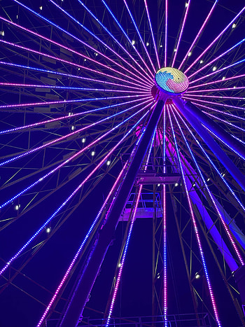 Miscellanea, Miscellaneous, Neon, Glow, Attraction, Ferris Wheel HD phone wallpaper