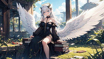 White Wing Angel Anime Fantasy Art, white, wing, angel, anime, fantasy, art, artist, artwork, digital-art, ai, deviantart HD wallpaper