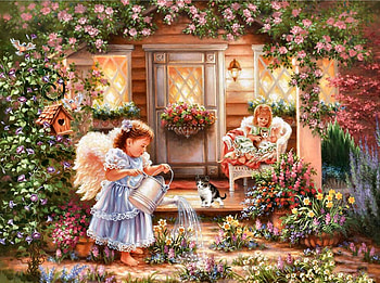 Grow With Love FC, little girl, art, beautiful, illustration, angels, artwork, wide screen, painting, fantasy, abstract HD wallpaper