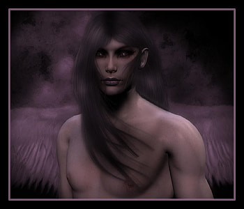Male Mute Angel, purple, wings, angel winged, boy, mute, male HD wallpaper