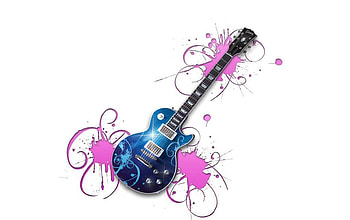 guitar, blue, pink, stylish HD wallpaper