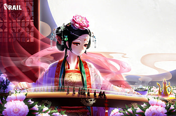 anime , girl, Kimono, Instrument, anime HD wallpaper