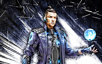 Cristiano Ronaldo Fire, blue abstract rays, 2021 games, Chrono, Fire Battlegrounds, Garena Fire characters, Chrono Skin, grunge art, Garena Fire, Chrono Fire HD wallpaper