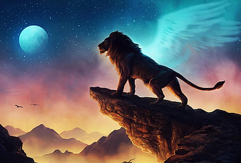 King of forest, Lion, fantasy, art HD wallpaper