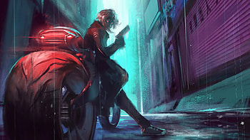 Fat Tyre Biker With Weapon , biker, gun, artist, artwork, digital-art HD wallpaper