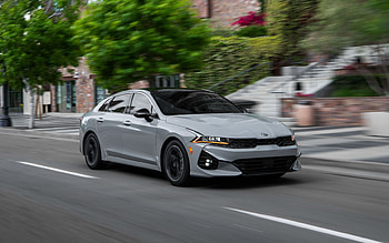 2021, Kia K5 GT-Line, exterior, front view, gray sedan, new gray K5, Korean cars, Kia HD wallpaper