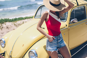 Summer Girl With Yellow Car Hat, girls, model HD wallpaper