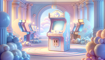 Enchanted Arcade Realm, arcade, arcade machine, Retro Games, Pastel Color, Digital Art HD wallpaper