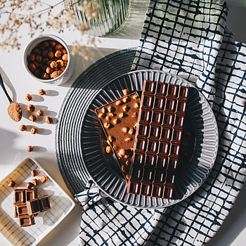 Food, Chocolate, Desert, Nuts, Plate HD phone wallpaper
