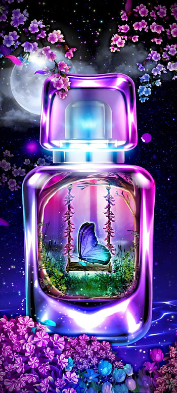 Fantasy Perfume Portal, pink, Beautiful, Butterfly, Luxury, liquid, Flowers HD phone wallpaper