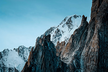 Nature, summit, mountain, glacier, rocky cliffs HD wallpaper