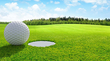 Golf Course, 3D render, Golf ball close-up, Sporting background HD wallpaper
