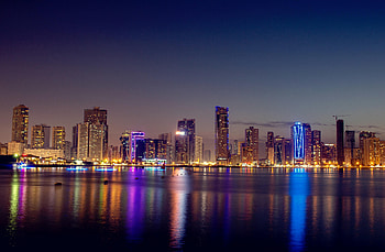 Cities, Water, Building, Reflection, Night City, Skyscrapers HD wallpaper