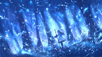Anime Girl: Enchanted Blue Forest Glow, Anime, girl, anime girl HD wallpaper