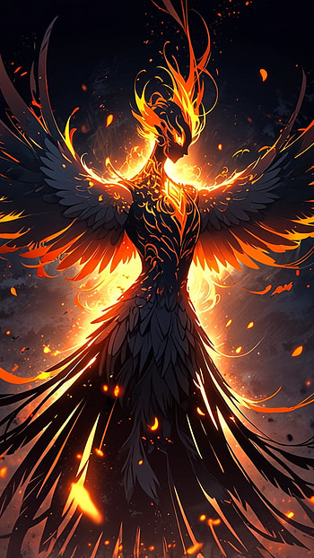 Divine Phoenix with Fire Flame, Anime, star, divine HD phone wallpaper