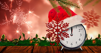Christmas clock, winter, christ, mas, decoration, holiday, pretty, clock, hat, santa HD wallpaper