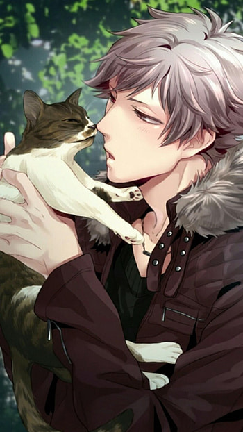 Anime Cute Boy, Anime Boy, Cat Art HD phone wallpaper