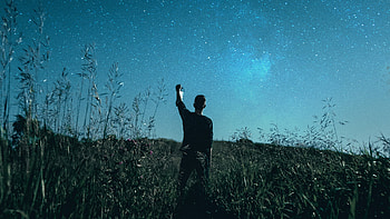 Guy With Lantern Dusk Forest , lantern, graphy, forest, dusk, dawn, stars, alone HD wallpaper