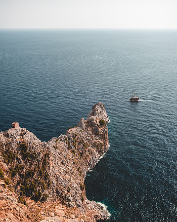 Nature, Water, Sea, Rock, View From Above, Ship HD phone wallpaper