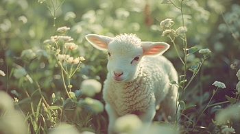 Serene Lamb in Meadow, lamb HD wallpaper