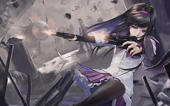 Anime Guns Girls Mahou Shoujo Madoka Magica Akemi Homura With HD wallpaper