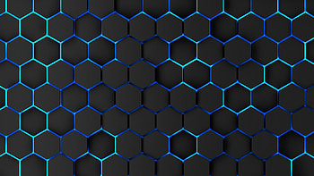 Abstract, Honeycomb, Blue, Black, Neon HD wallpaper