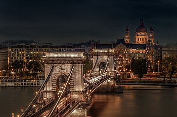 Vintage, old bridge, night, city HD wallpaper
