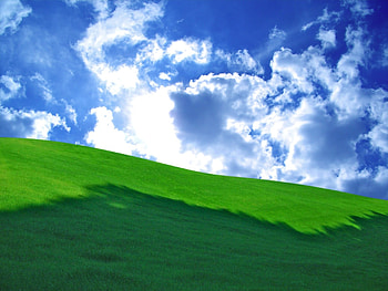 Grass Green Hill & Cloudy Sky and stock HD wallpaper