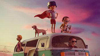 Kids Plying On Van, kids, cgi, artist, artwork, digital-art, artstation HD wallpaper