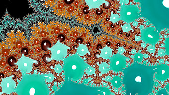 Fractal Art for your - Turquoise against Orange Candy, turquoise, CGI, pattern, psychedelic, trippy, Abstract, fractal HD wallpaper