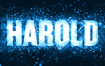 Happy Birtay Harold, , blue neon lights, Harold name, creative, Harold Happy Birtay, Harold Birtay, popular american male names, with Harold name, Harold HD wallpaper