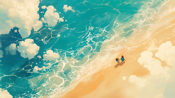 Aerial View of a Sandy Beach -, beach, sandy beach, aerial, ocean, cloud HD wallpaper
