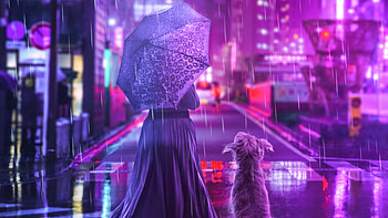 With A Fury Friend, synthwave, artist, artwork, digital-art HD wallpaper