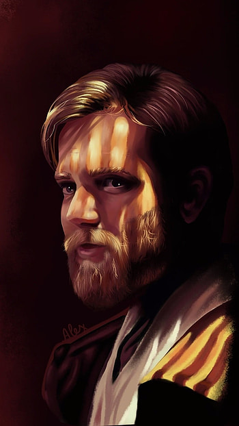 Obi Wan Kenobi, Jedi Portrait, Painting HD phone wallpaper