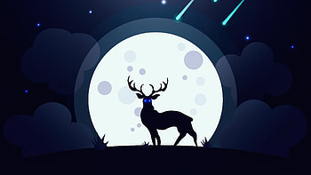 Reindeer Glowing Blue Eyes Moon , reindeer, deer, moon, minimalism, minimalist, artist, artwork, digital-art HD wallpaper