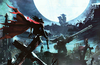 Final Fantasy: Dirge of Cerberus, full moon, vincent valentine, final fantasy, guns, dirge of cerberus, fantasy, video game, red, weapon, cloak, final HD wallpaper