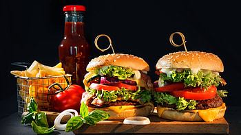 Fast food burgers , Tempting visuals, Craving-inducing, Delicious HD wallpaper