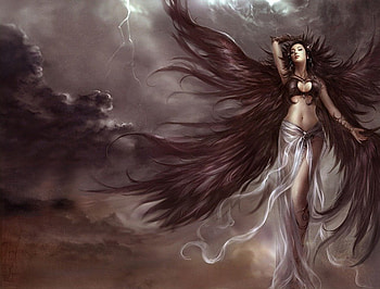 Fantasy female, colorful, angel, beauty, century, lady, female, wings, gothic, magic, color, girl, beautiful, dark, fantasy, heaven, clouds, splendor HD wallpaper