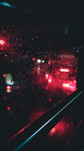 Rainy window, red, rain HD phone wallpaper