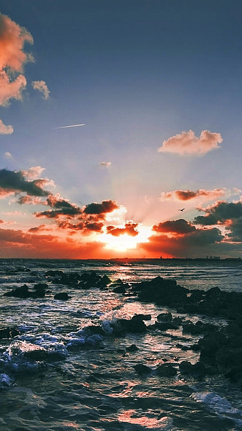 Lock Screen, Sunset, sea HD phone wallpaper