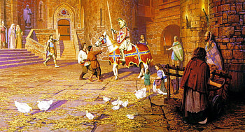 welcome home, , knight, ladies, castle, people HD wallpaper