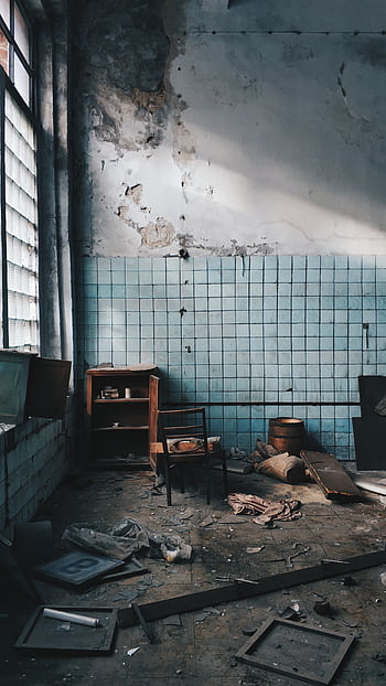 Explore the rustic charm of an abandoned room with worn furniture and scattered debris in Sankt-Peterburg. HD phone wallpaper