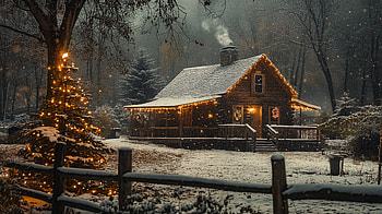 Rustic Holiday Charm: A Winter Wonderland, rustic holiday, cabin, snow, Christmas, light HD wallpaper