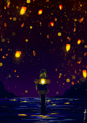Art, Dark, Silhouette, Lonely, Alone, Flashlights HD phone wallpaper