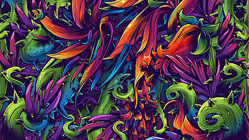 Fun art, colorful floral, leafs, plants, artwork HD wallpaper