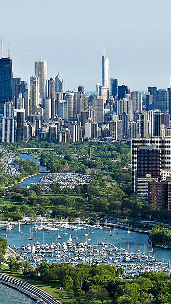 Belmont Harbor, Chicago Skyline HD phone wallpaper