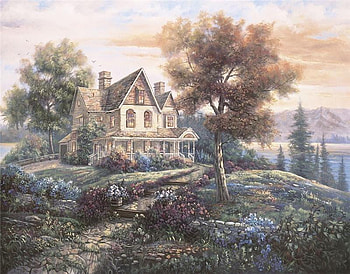 The House On High Cliff, house, trees, quite, nature, lake HD wallpaper