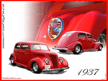 Red 1937, hotrod HD wallpaper