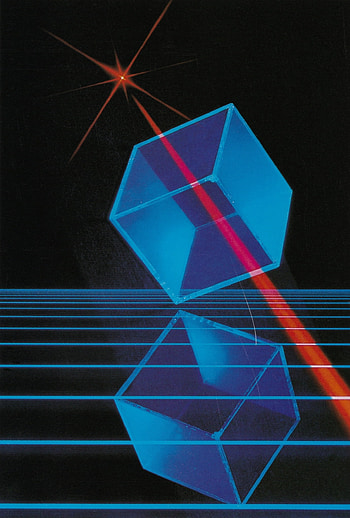 Retrowave, cube and red rays, abstract HD phone wallpaper