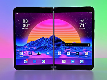 Microsoft Surface Duo 2 vs Samsung Galaxy Fold 3, High-tech showdown, Innovative gadgets, Cutting-edge features HD wallpaper